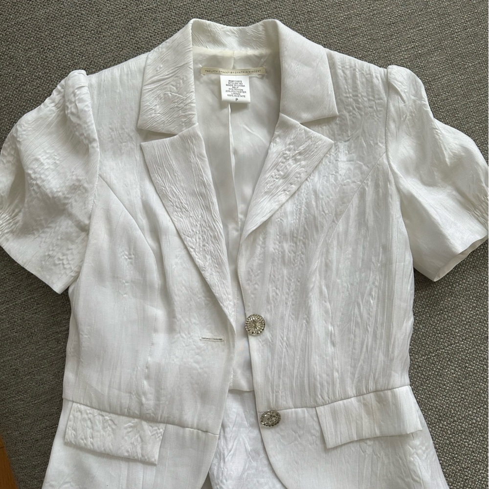 Twelfth Street by Cynthia Vincent Textured White Blazer
